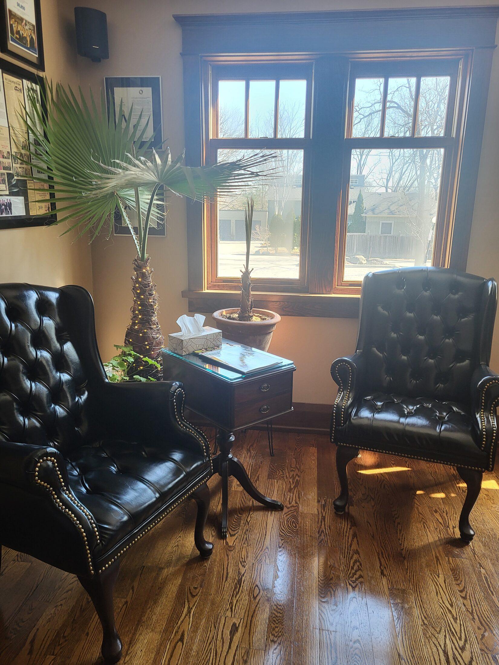 The calm waiting lounge at Maryam Beauty Service