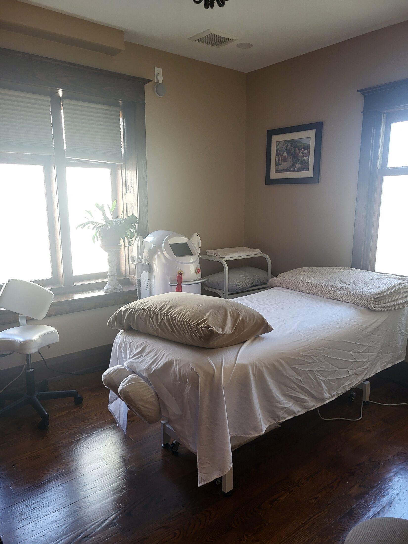 A serene treatment suite at Maryam Beauty Service